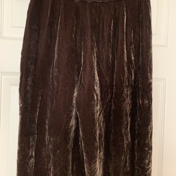 Carlisle Boho Bohemian Chic Velour Silk Pull on Pants Chocolate Brown Size 10 - Picture 8 of 16